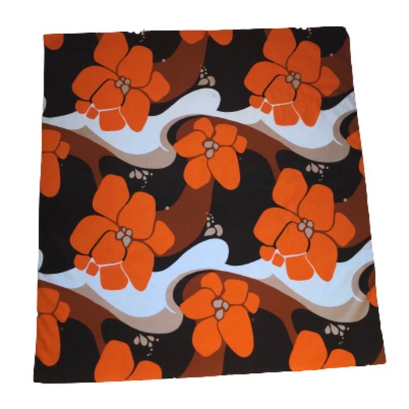 Vintage Orange Brown Floral Psychedelic Tablecloth - Picture 4 of 11